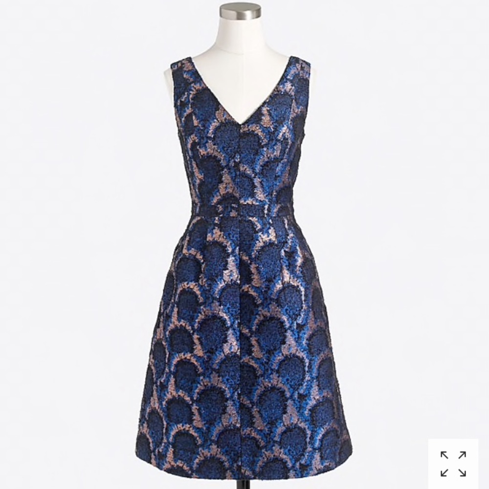 J.Crew Peacock jacquard dress